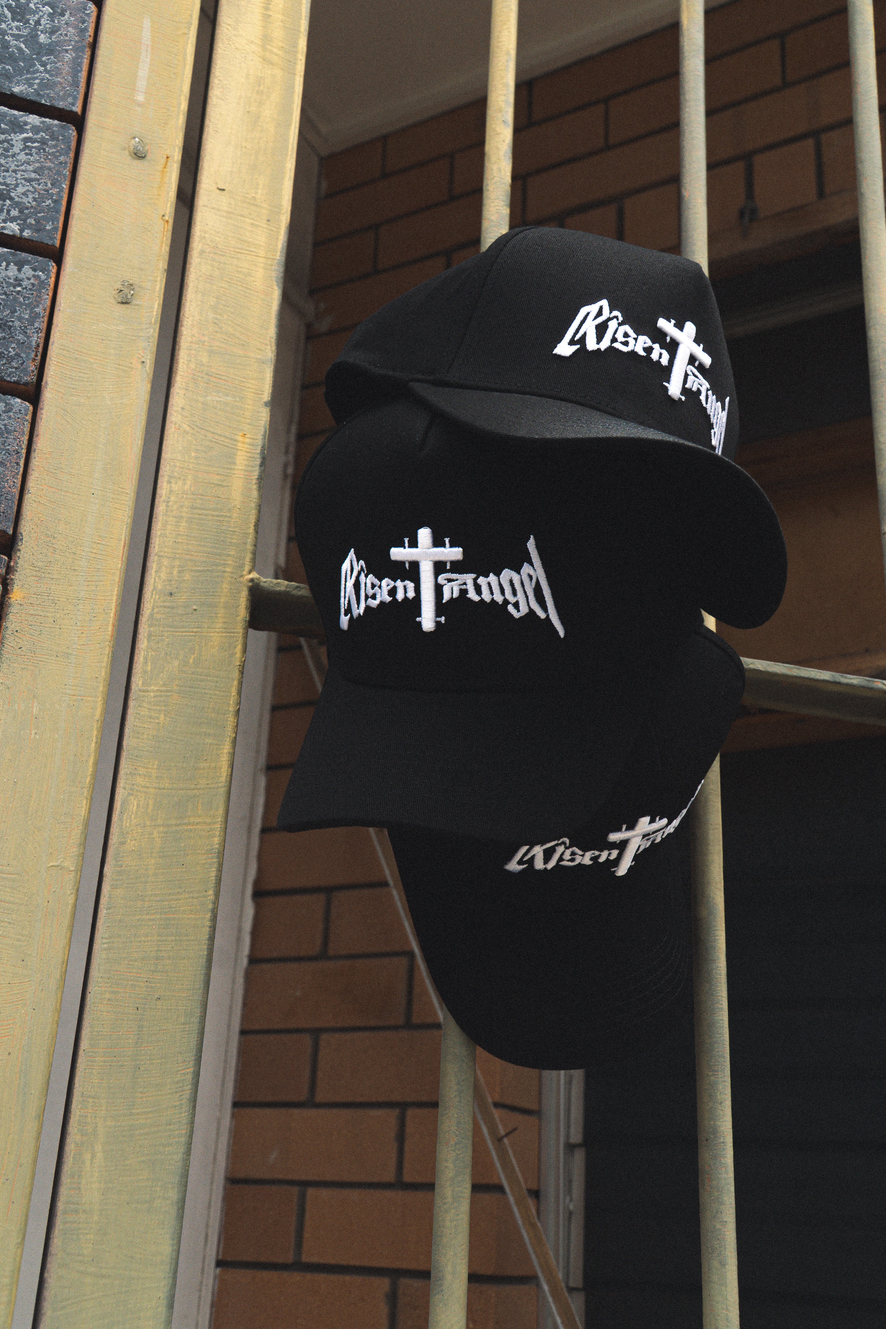 Risen Angel Christian streetwear logo hat front view