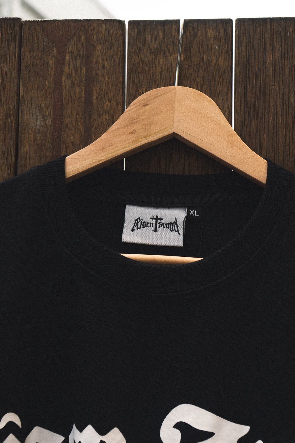 Risen Angel Christian streetwear t-shirt detail