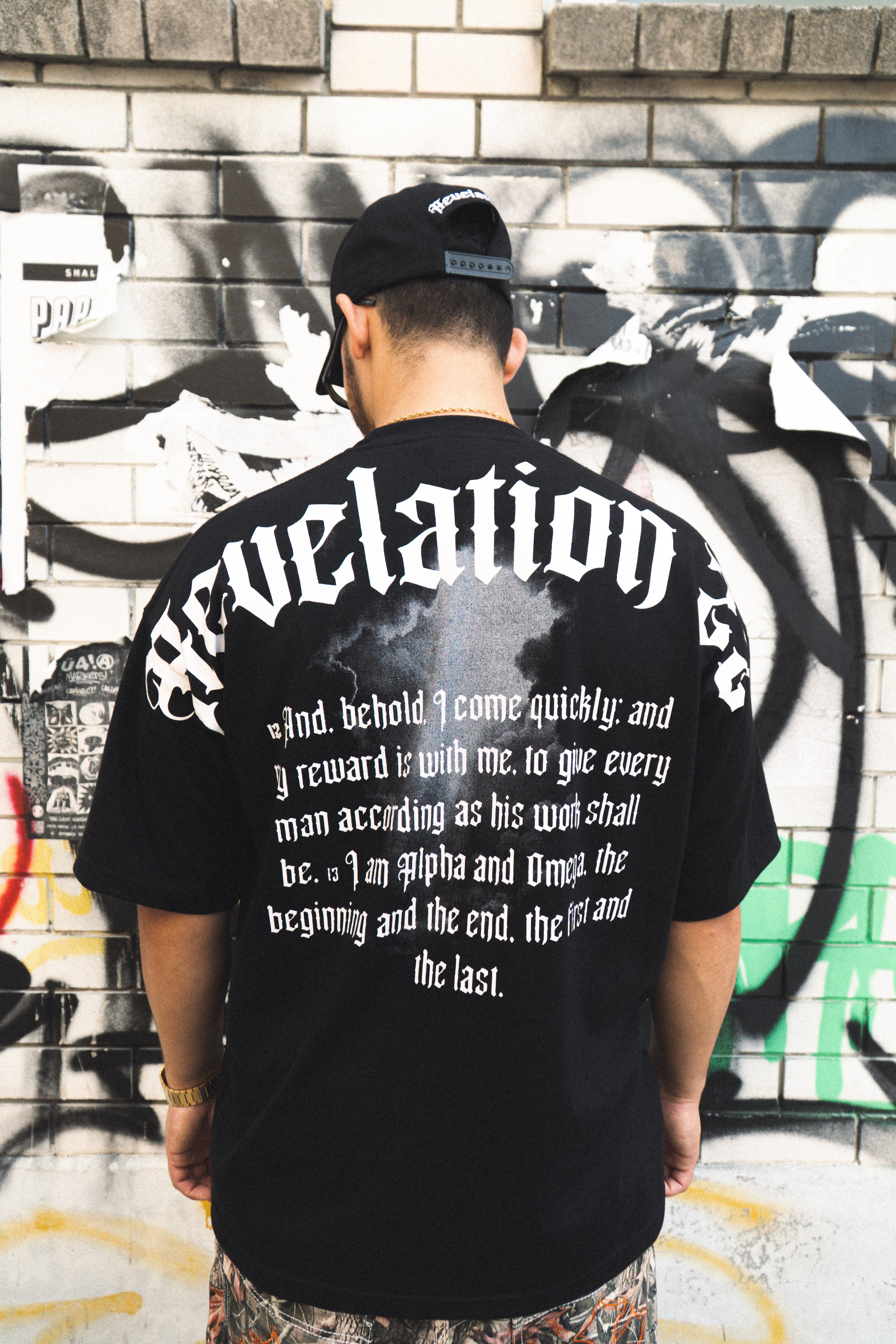 Faith-based Christian streetwear tee back scripture print